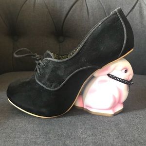 Irregular Choice Flopsy Black Boot Suede Rabbit